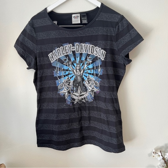 Harley-Davidson Tops - Harley-Davidson Black Striped Graphic T-Shirt